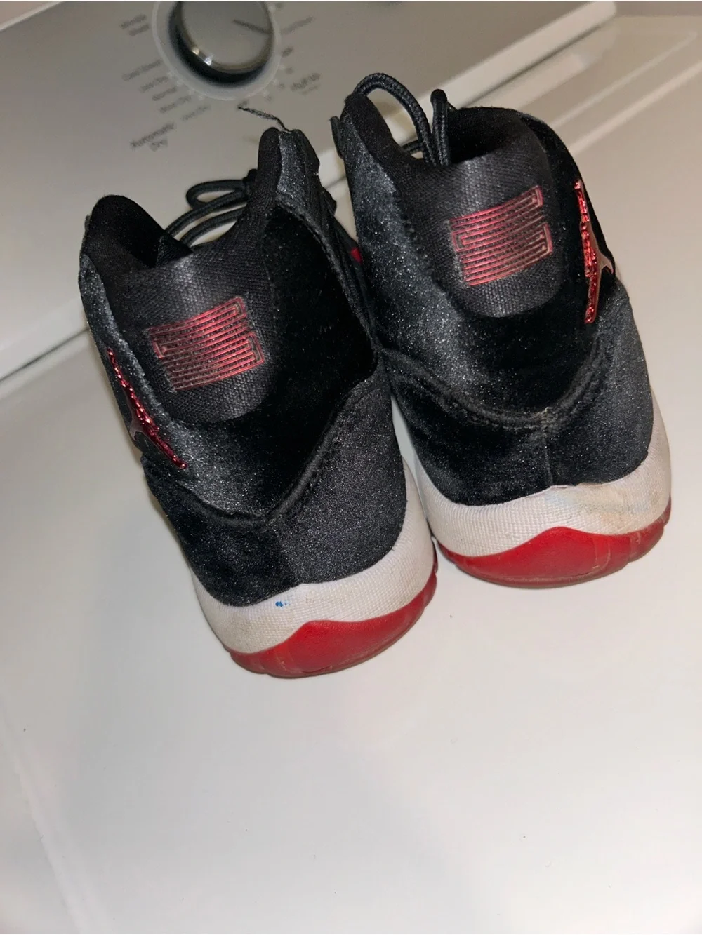 Jordan Black Velvet Low with Red Accents